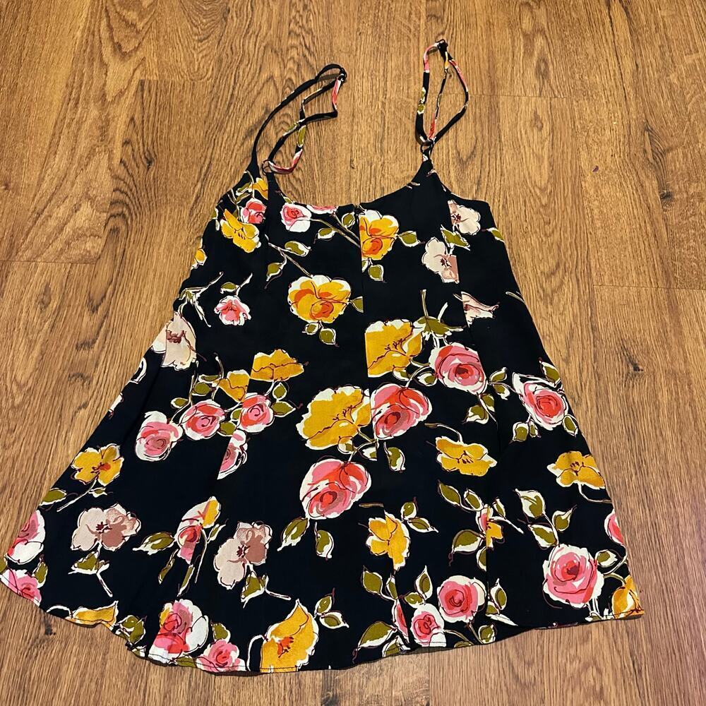 Reformation black floral spaghetti straps mini dress top sexy size medium - Picture 6 of 8